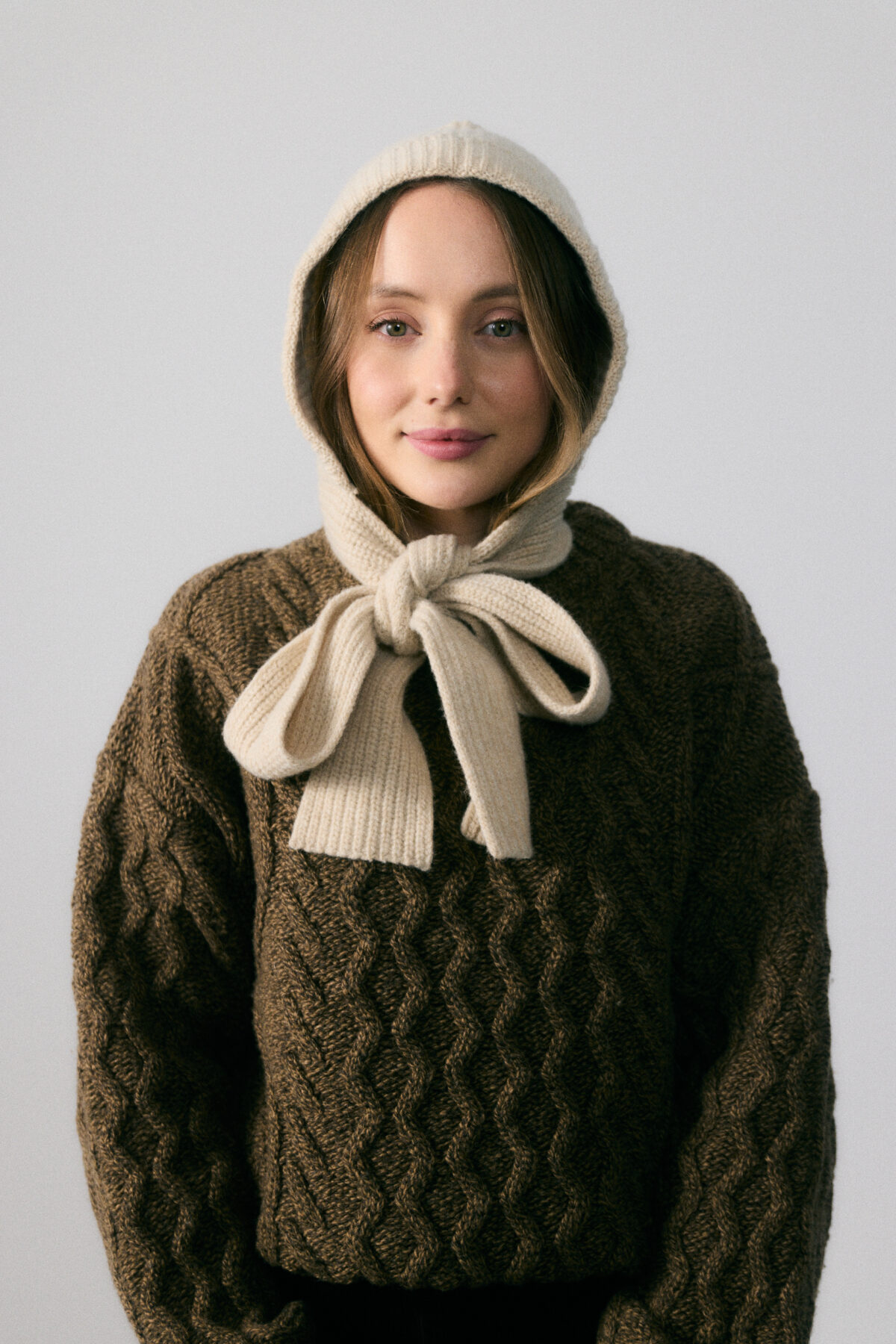 Balaclava z szalem Ecru