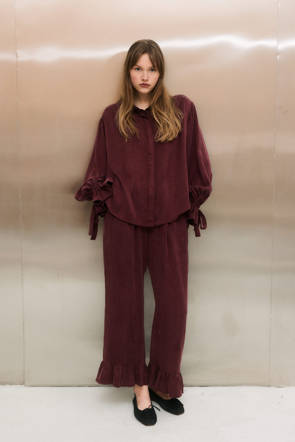 Spodnie Calais Cupro Wine