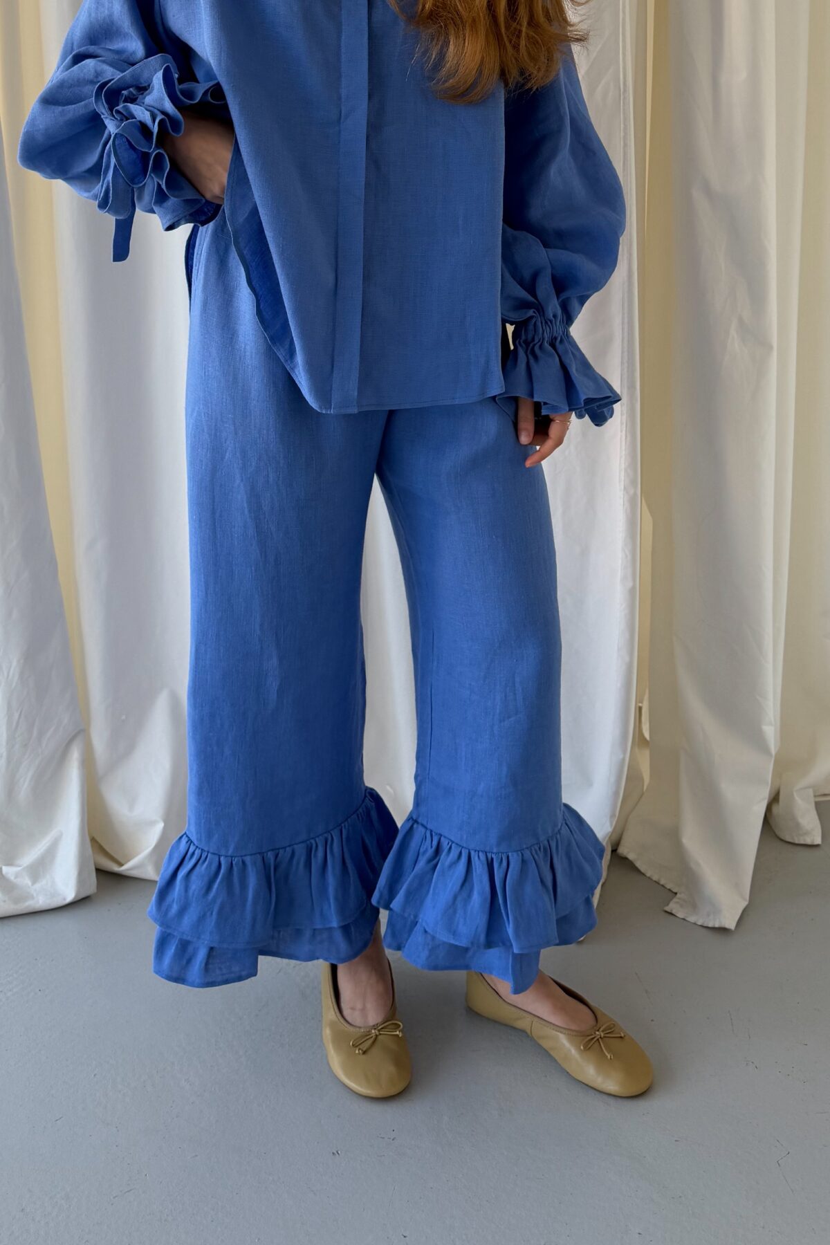 Spodnie Calais Linen Royal Blue