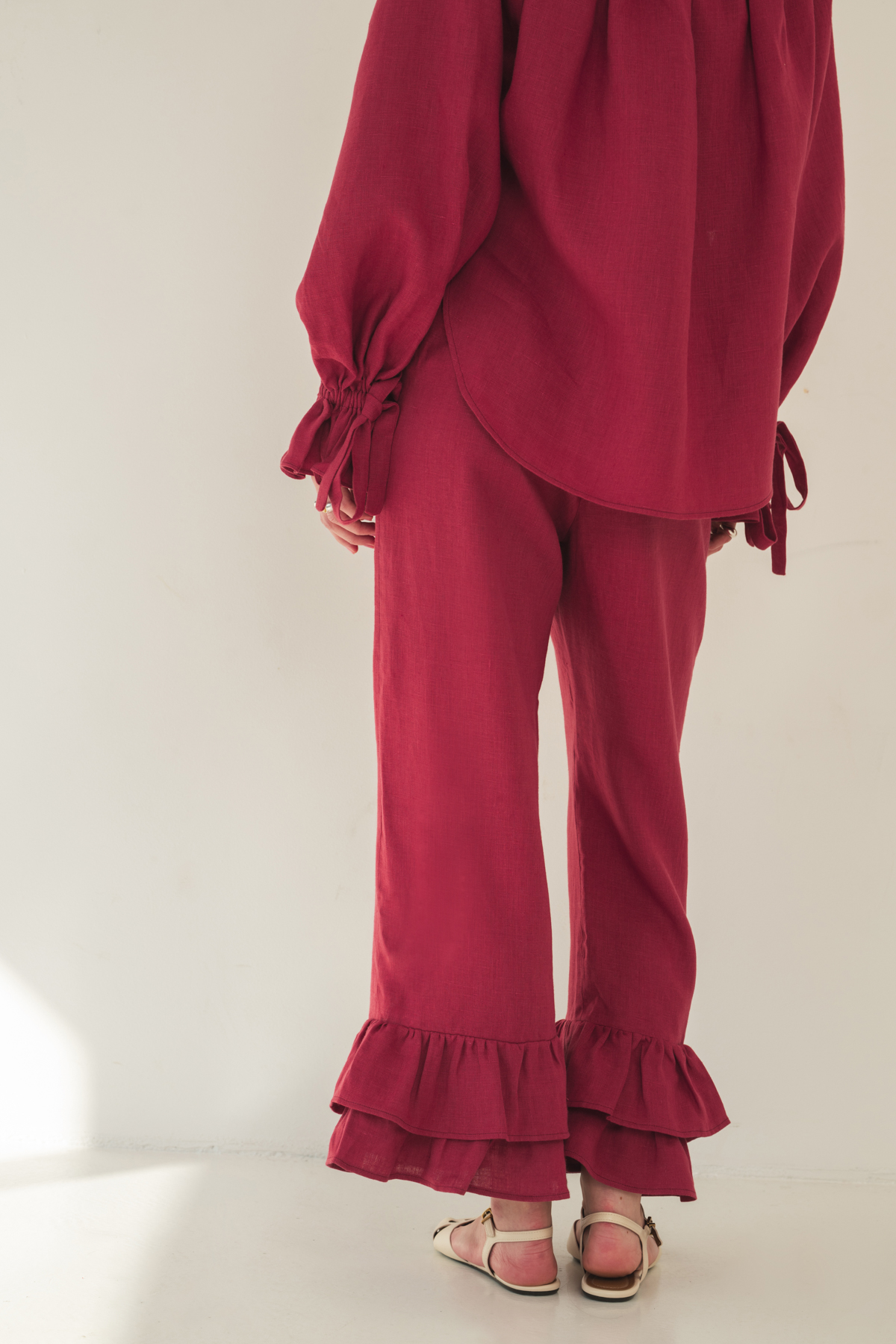 Spodnie Calais Linen Raspberry