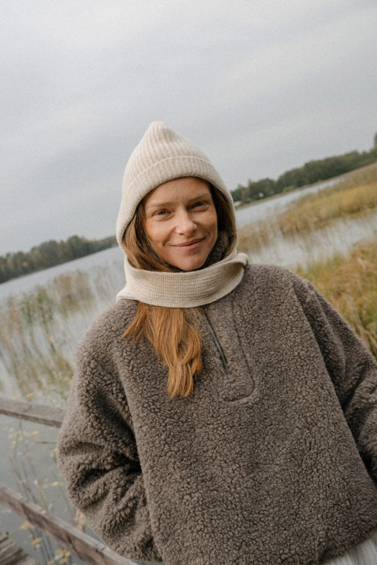 Balaclava z szalem Ecru